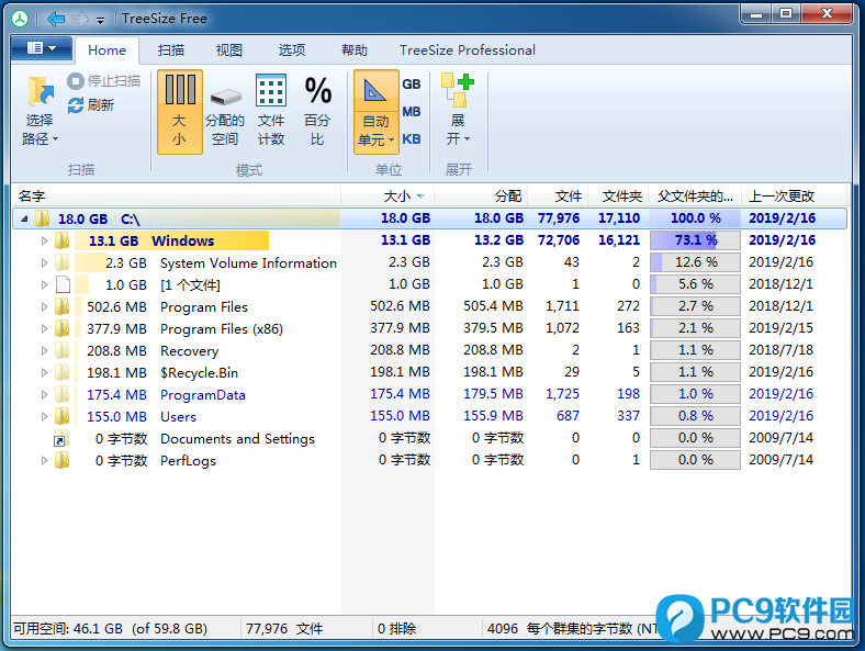 TreeSize Free4.4.2.514(32/64位)正式版_TreeSize Free下载PC9软件园